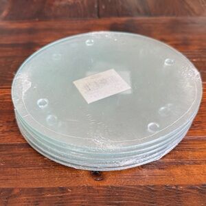 Set of 5 Round Cutting Boards - Clear Light Green Tint. 8 inch diameter. NWT.